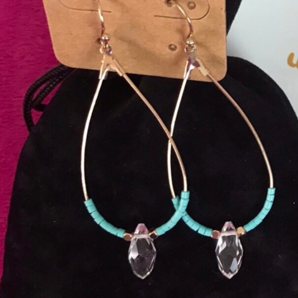 New Gold Tone Teardrop Hoop Earrings